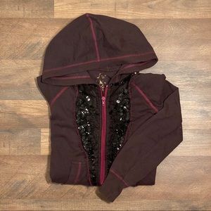 FREE PEOPLE SEQUINED HOODIE SWEATSHIRT JACKET